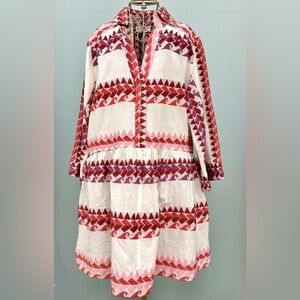 NWT NEMA resort wear embroidered waves & hearts dress size small